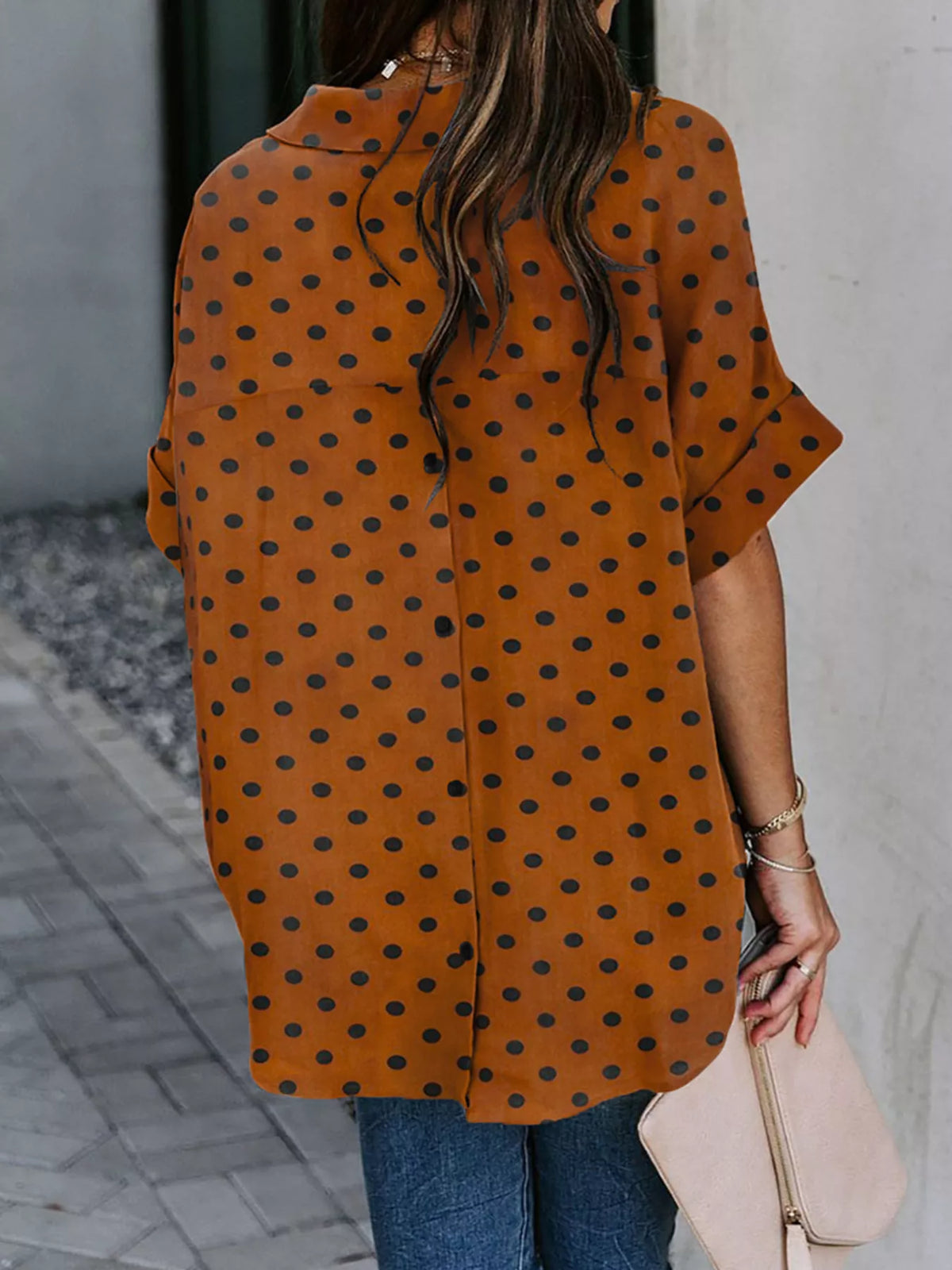 Full Size Collared Neck Half Sleeve Shirt product image 4
