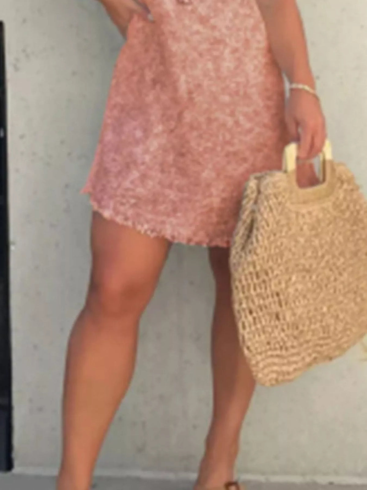 Full Size Raw Hem Short Sleeve Dress