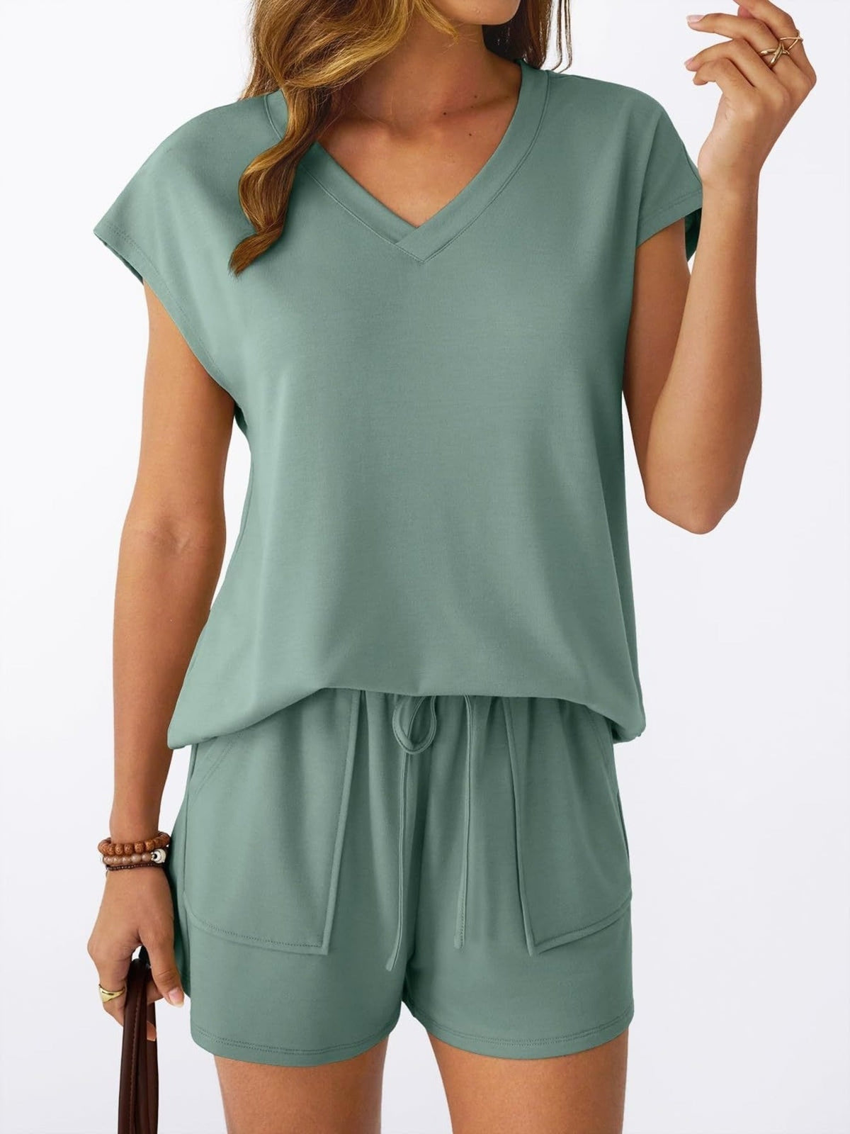 Casual V-Neck T-Shirt and Shorts Set product image 14