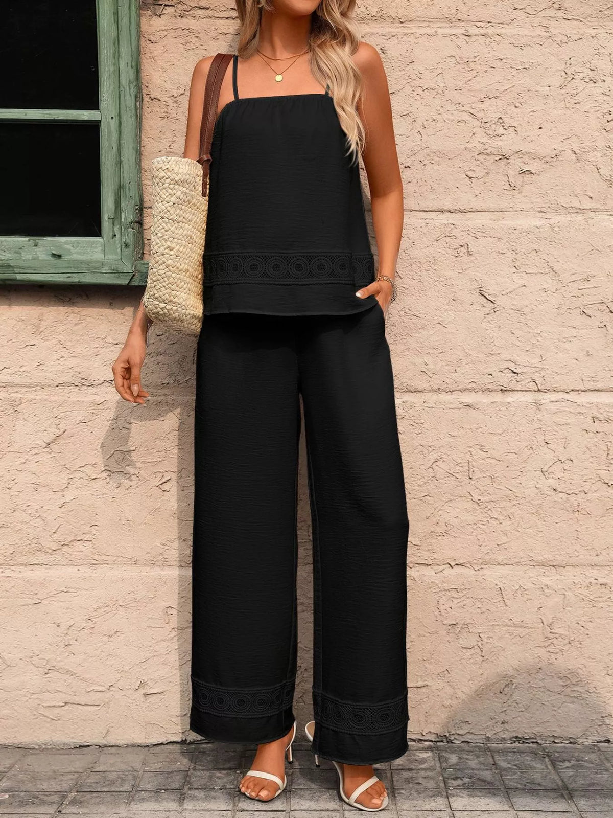 Lace Trim Cami and Wide Leg Pants Set product image 18