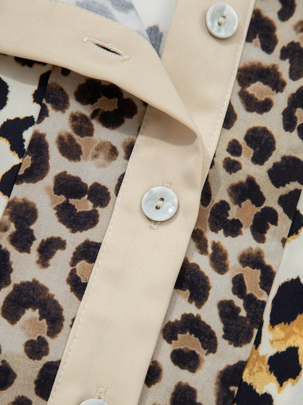 Mixed Leopard Patchwork 3/4 Sleeve Loose Shirt product image 6