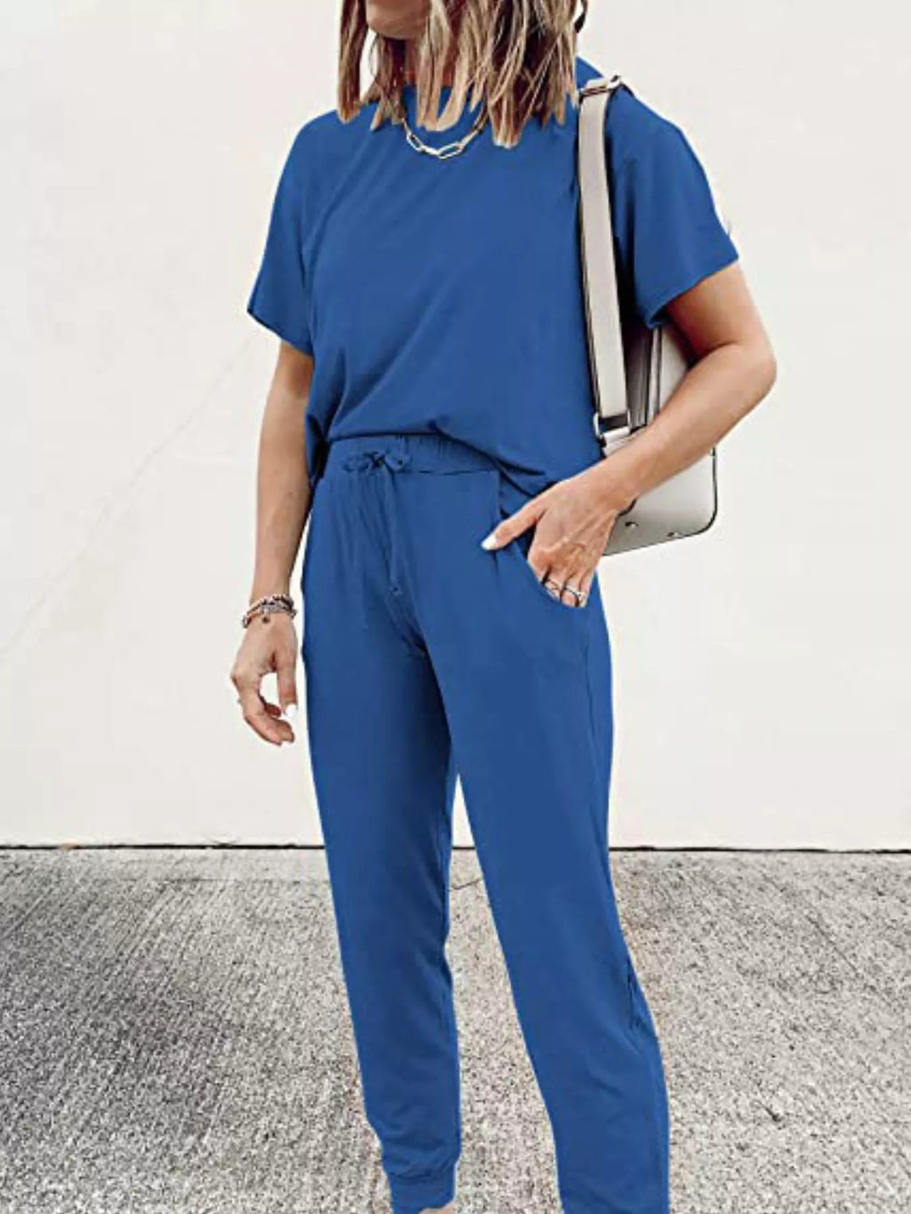 Full Size Round Neck Top and Drawstring Pants Set product image 13