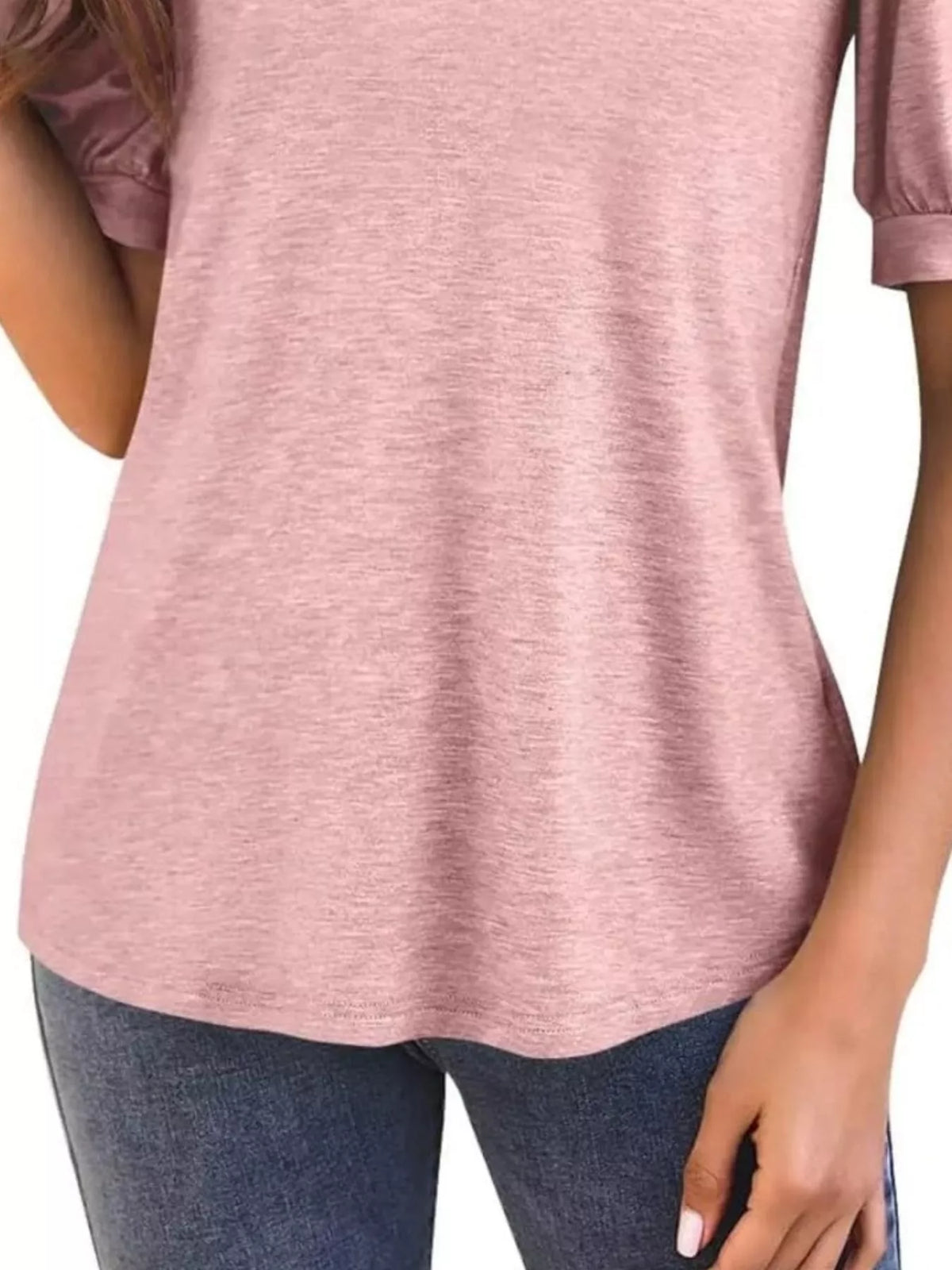Puff Sleeve Notched Casual T-Shirt product image 12