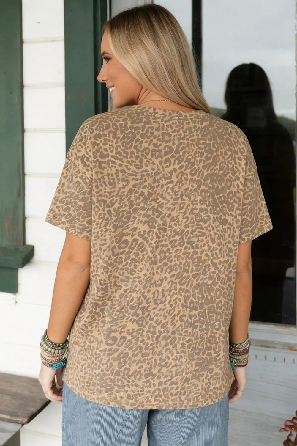 Leopard Print Star Studded Casual T-Shirt product image 2