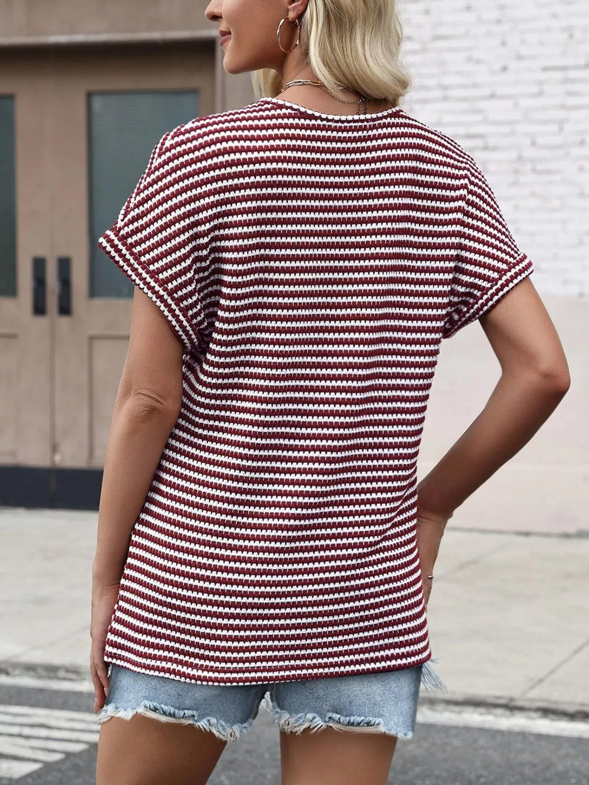 Striped V-Neck Relaxed Fit T-Shirt product image 13