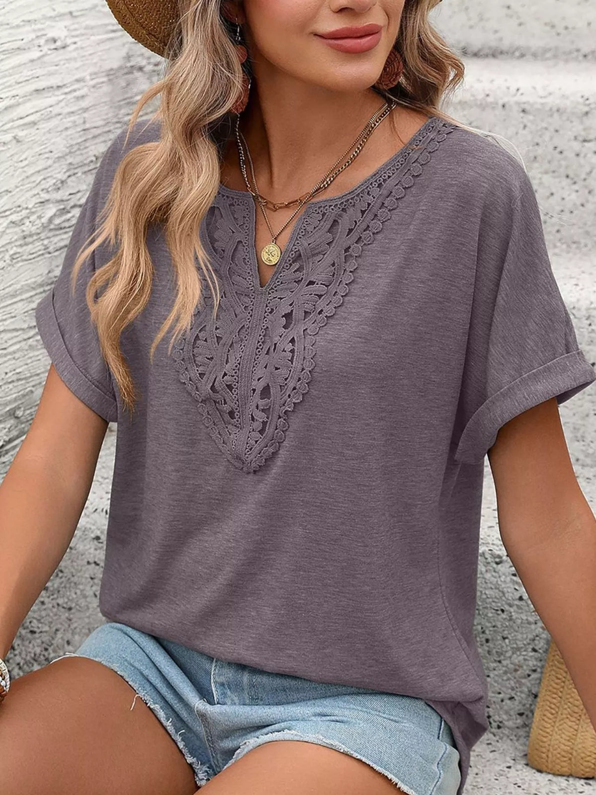 Lace Trim Short Sleeve T-Shirt product image 25