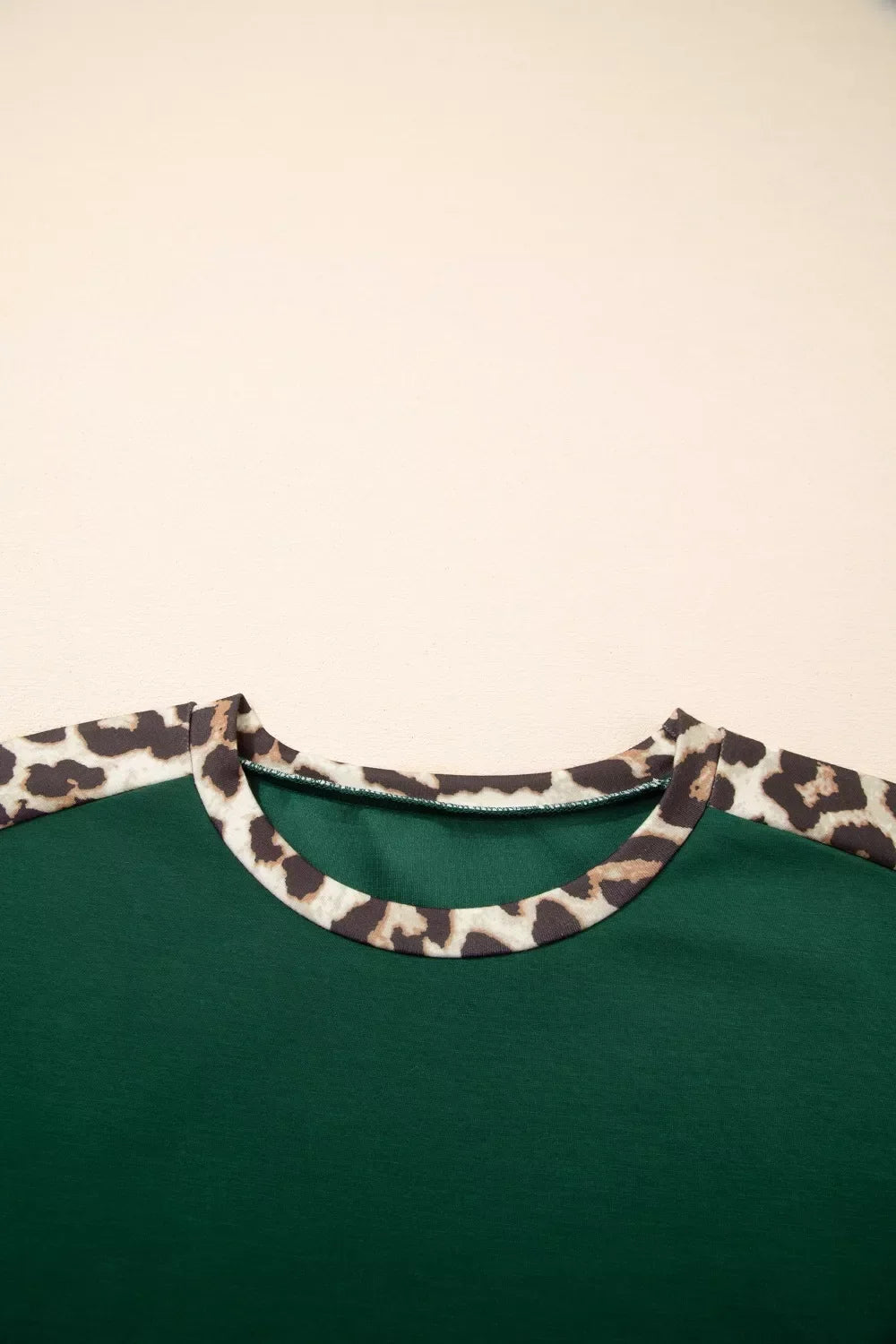Leopard Trim Short Sleeve Relaxed Fit T-Shirt product image 7