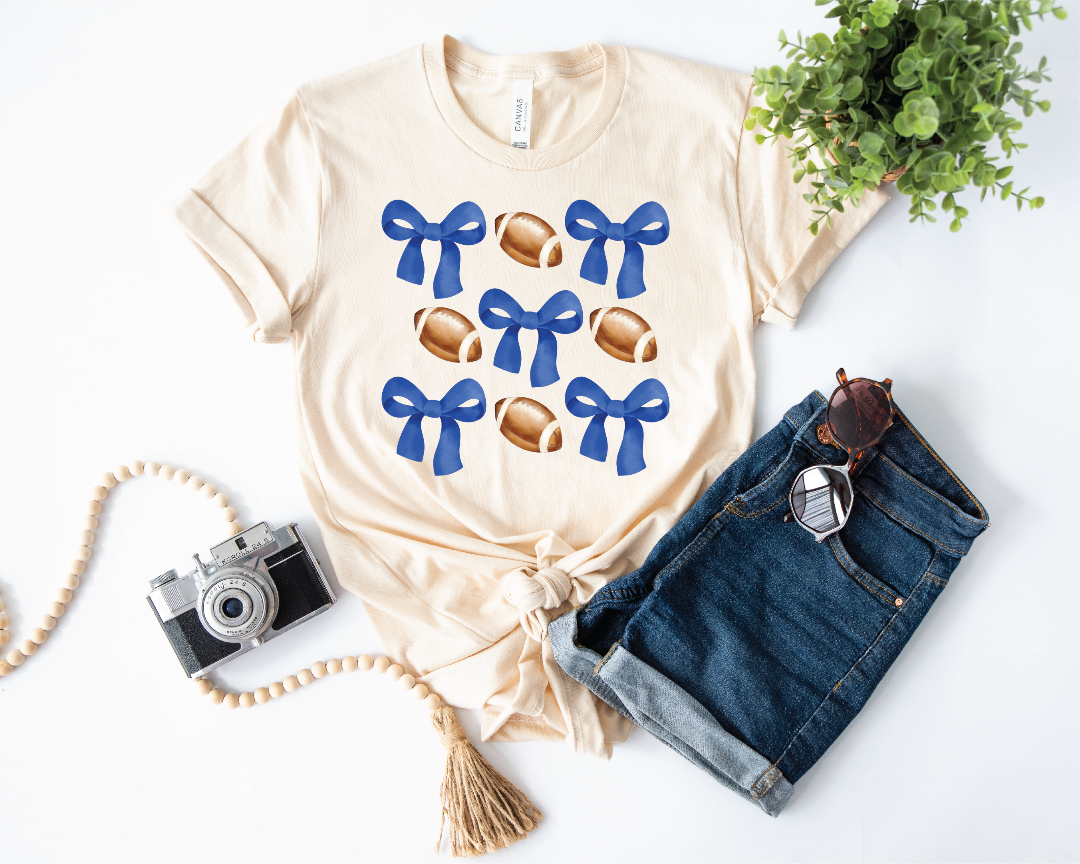Football Bow Tee Royal Blue Ribbon product image 1